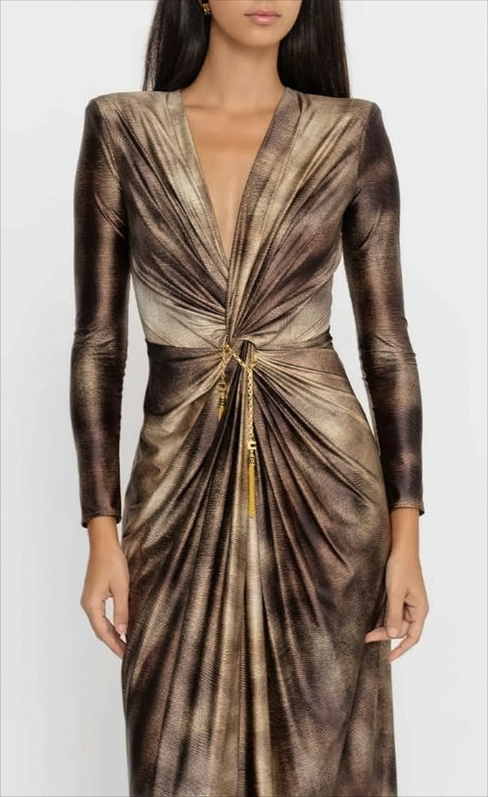 Elisabetta Franchi Lycra Dress With Structured Shoulders