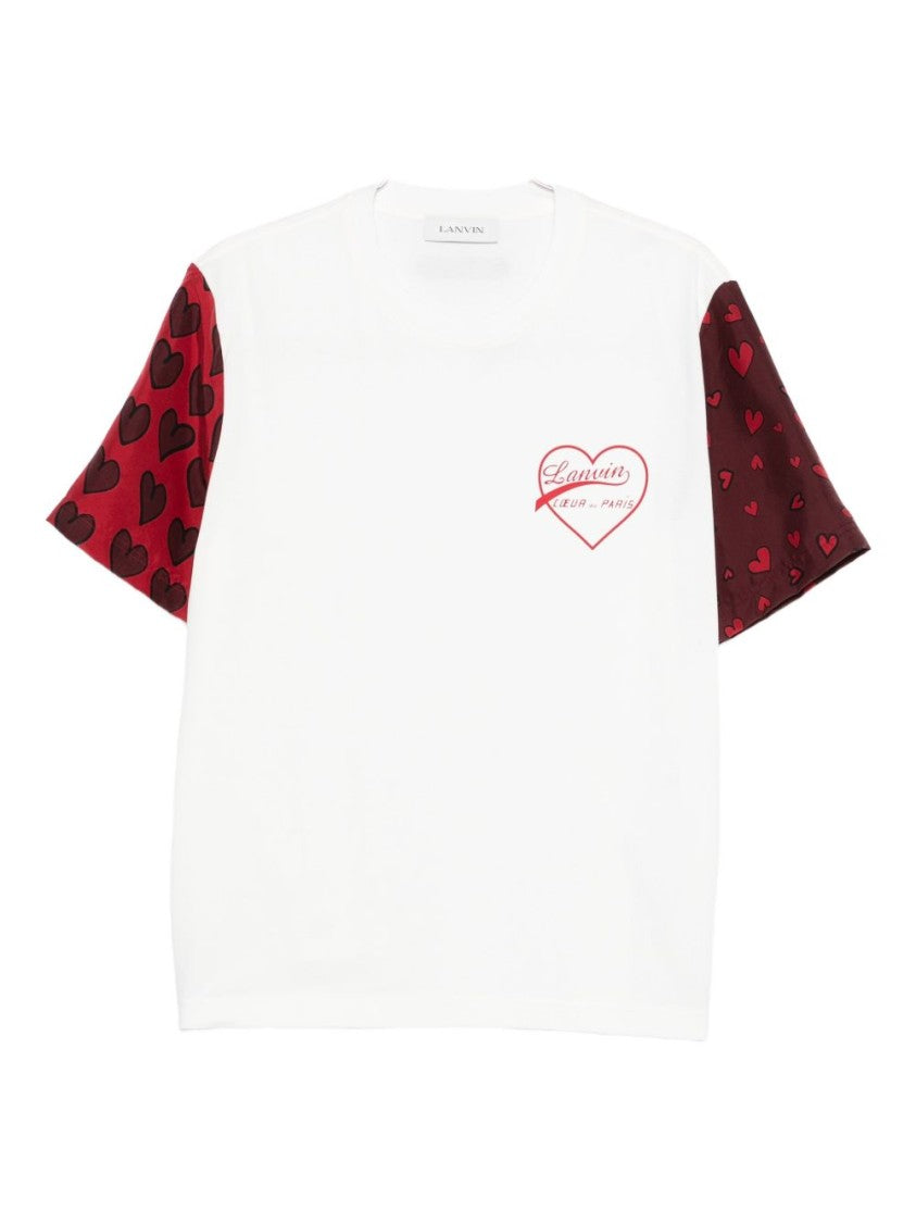 Lanvin Off-White Heart Print Graphic Crew Neck T-Shirt