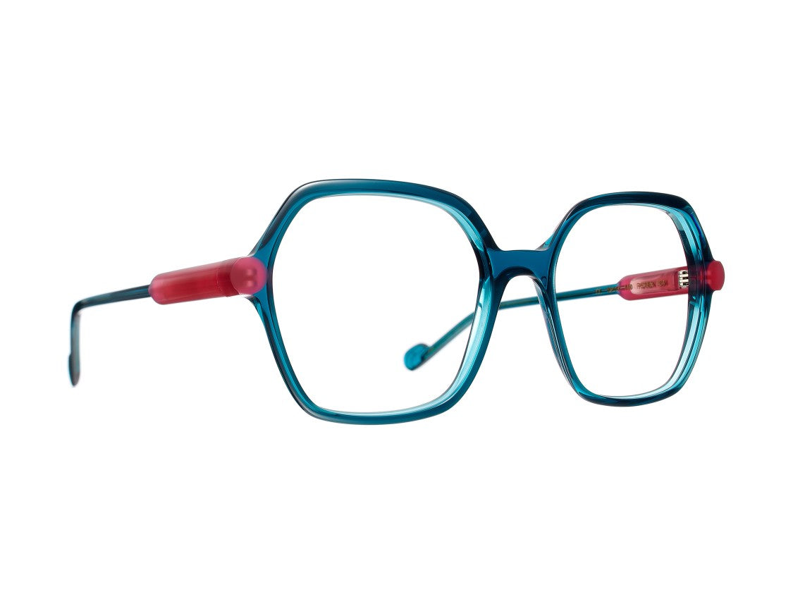 Caroline Abram Blue Rosen Translucent Acetate Geometric Sunglasses