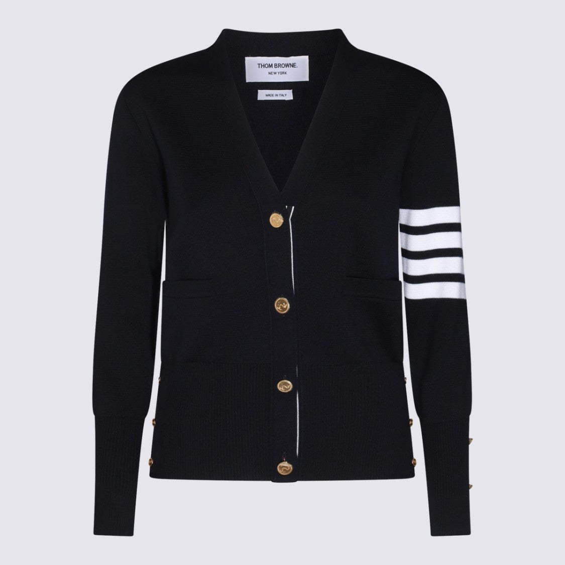 Thom Browne Navy Blue Wool Cardigan
