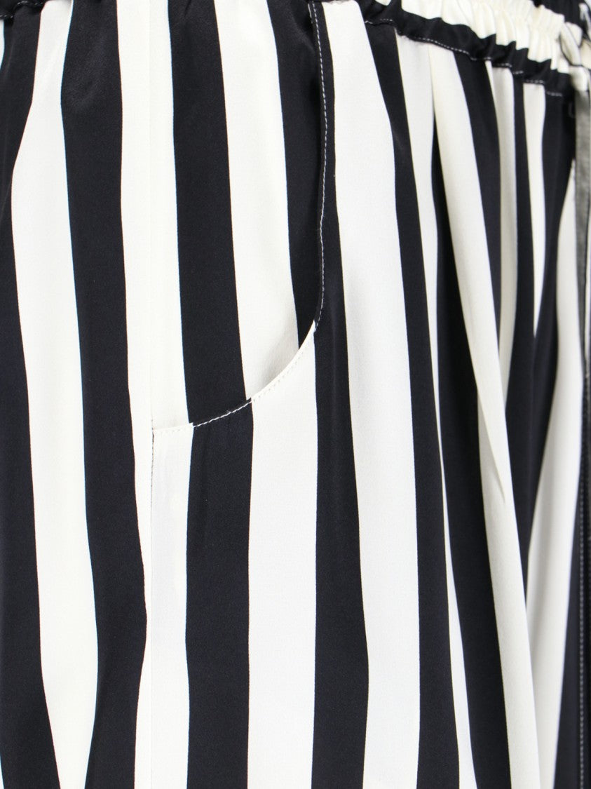 Kiton Silk Shorts Black And White Striped Pattern