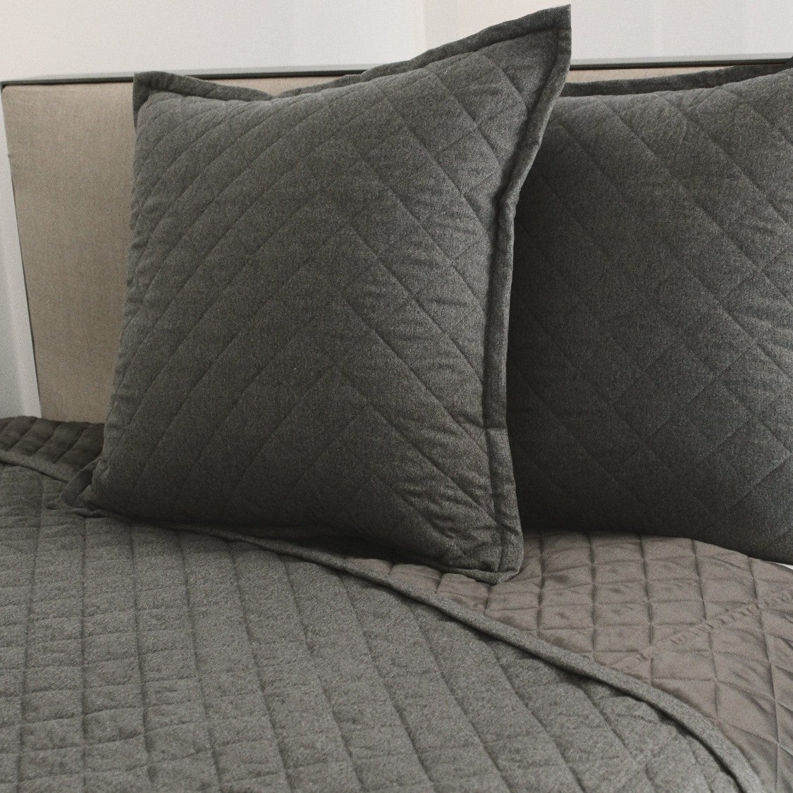 Ann Gish Flannel Coverlet Set - Grey
