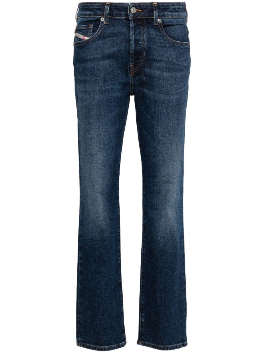 Diesel Indigo Blue Straight Leg Washed Jeans