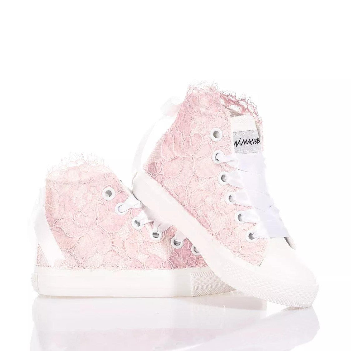 Mimanera Handcrafted High-Top Sneakers With Embroidered Lace