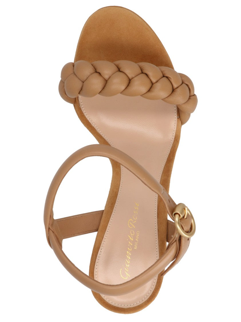 Gianvito Rossi Braided Nappa And Suede Sandals With Ankle Strap