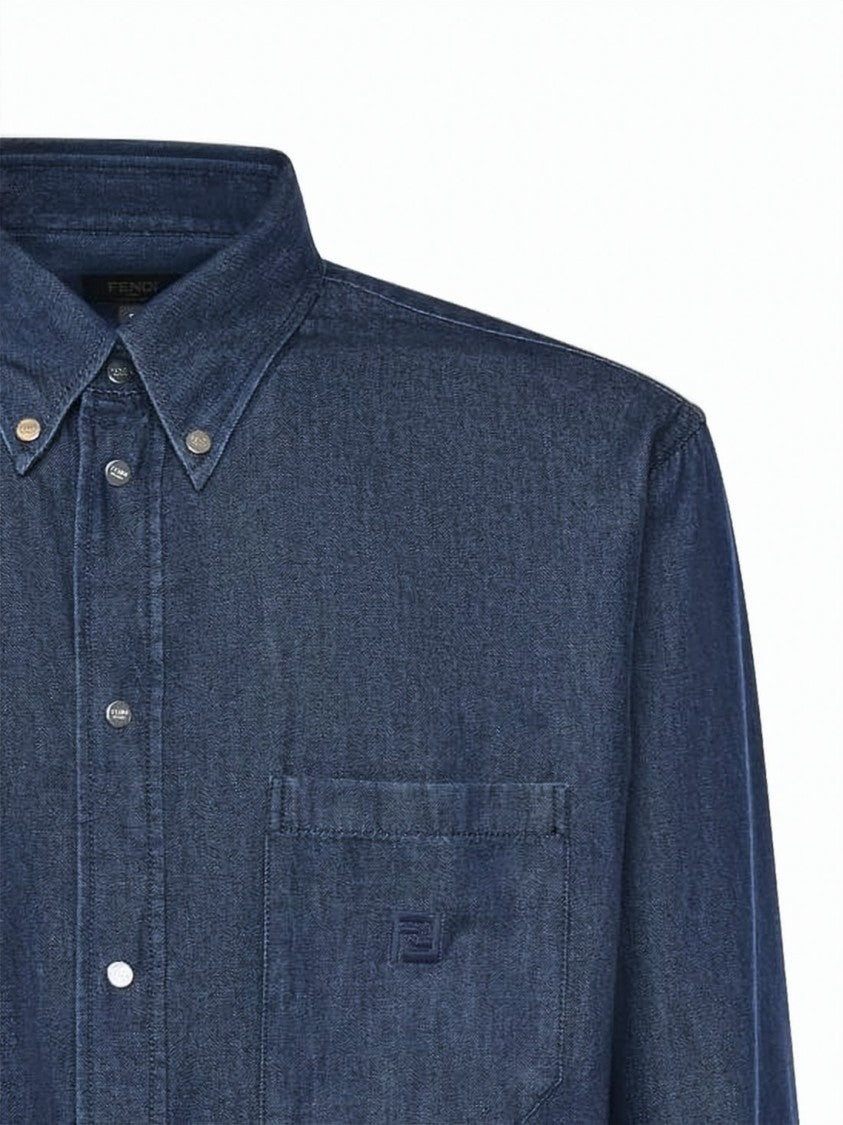 Fendi Classic Long-Sleeve Denim Shirt
