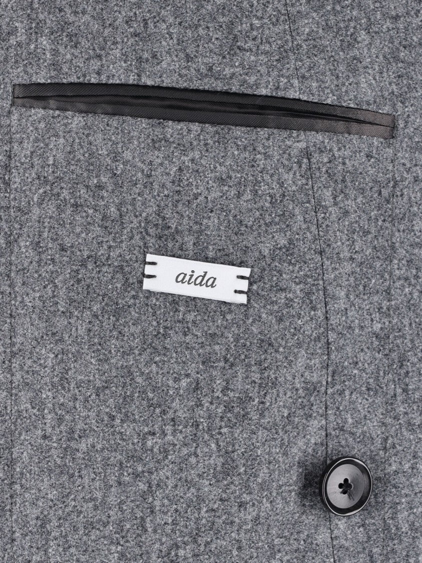 Caruso Grey Wool Double-Breasted Blazer
