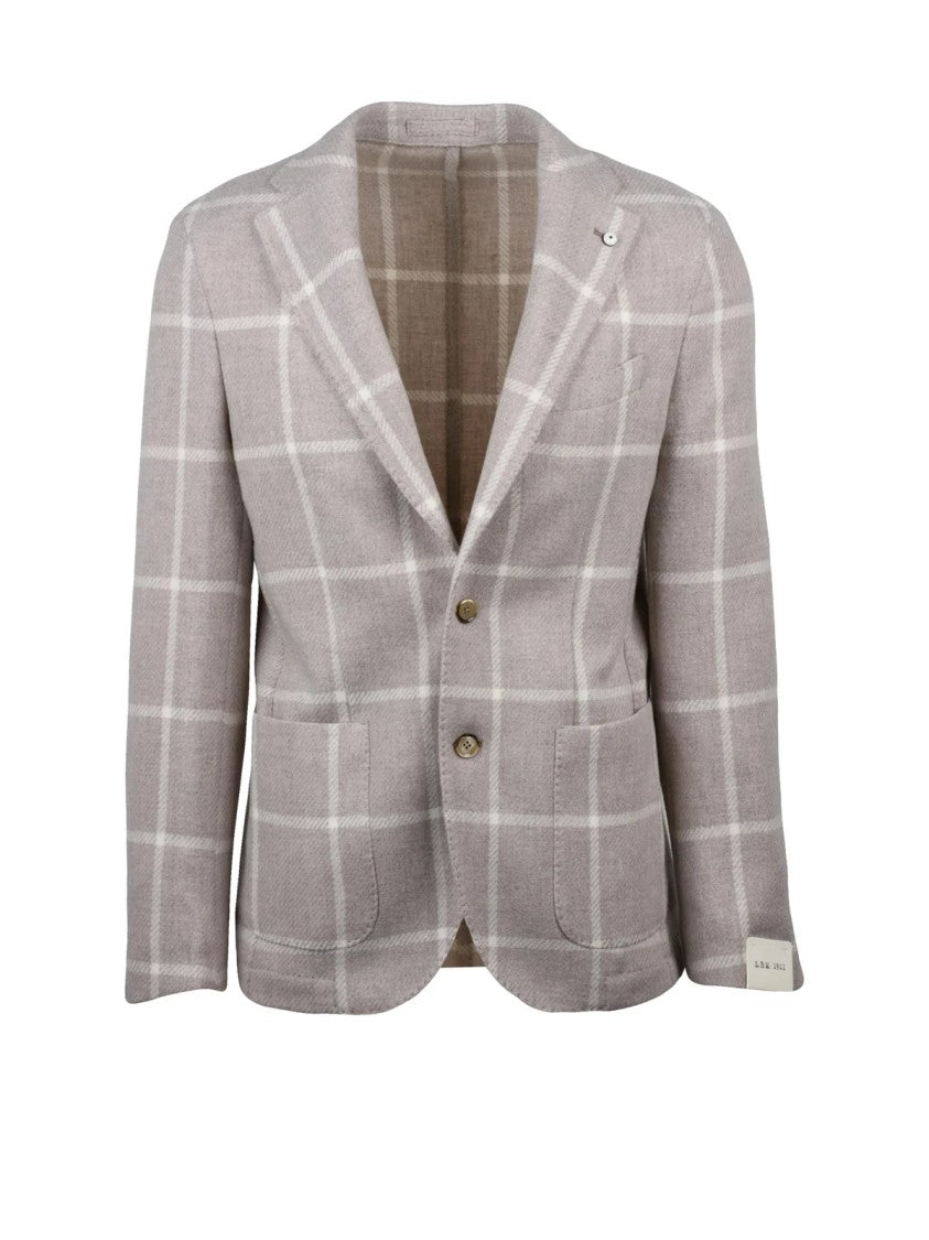 L.B.M. 1911 Unlined Grey Virgin Wool Blazer With Rounded Silhouette