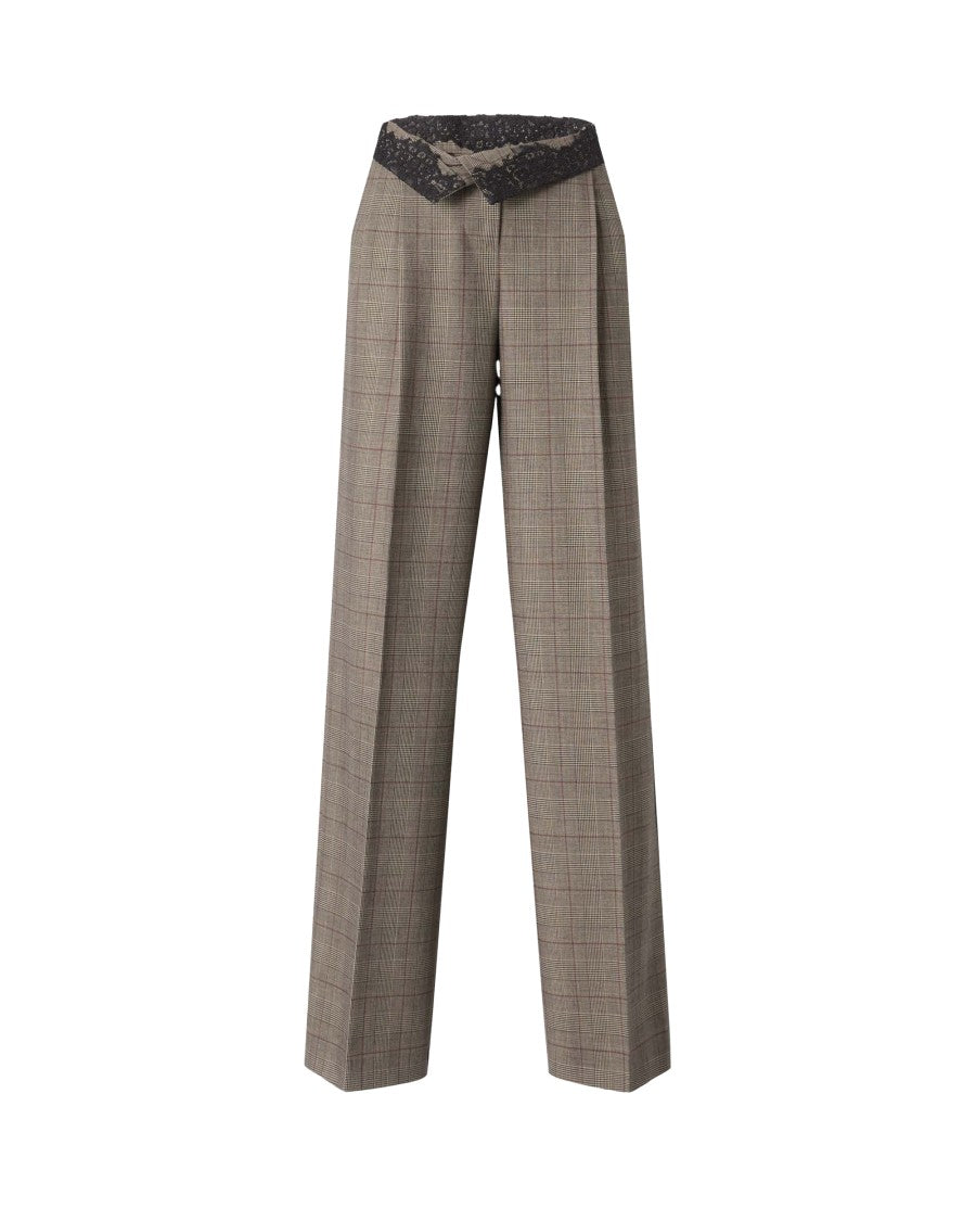 Pinko Wide-Leg Trousers With Checkered Pattern And Pleat Detail
