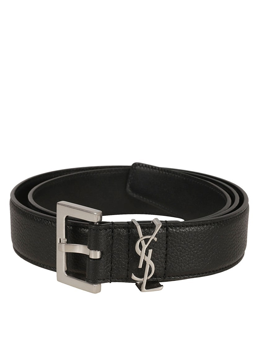 Saint Laurent Square Buckle Calfskin Belt