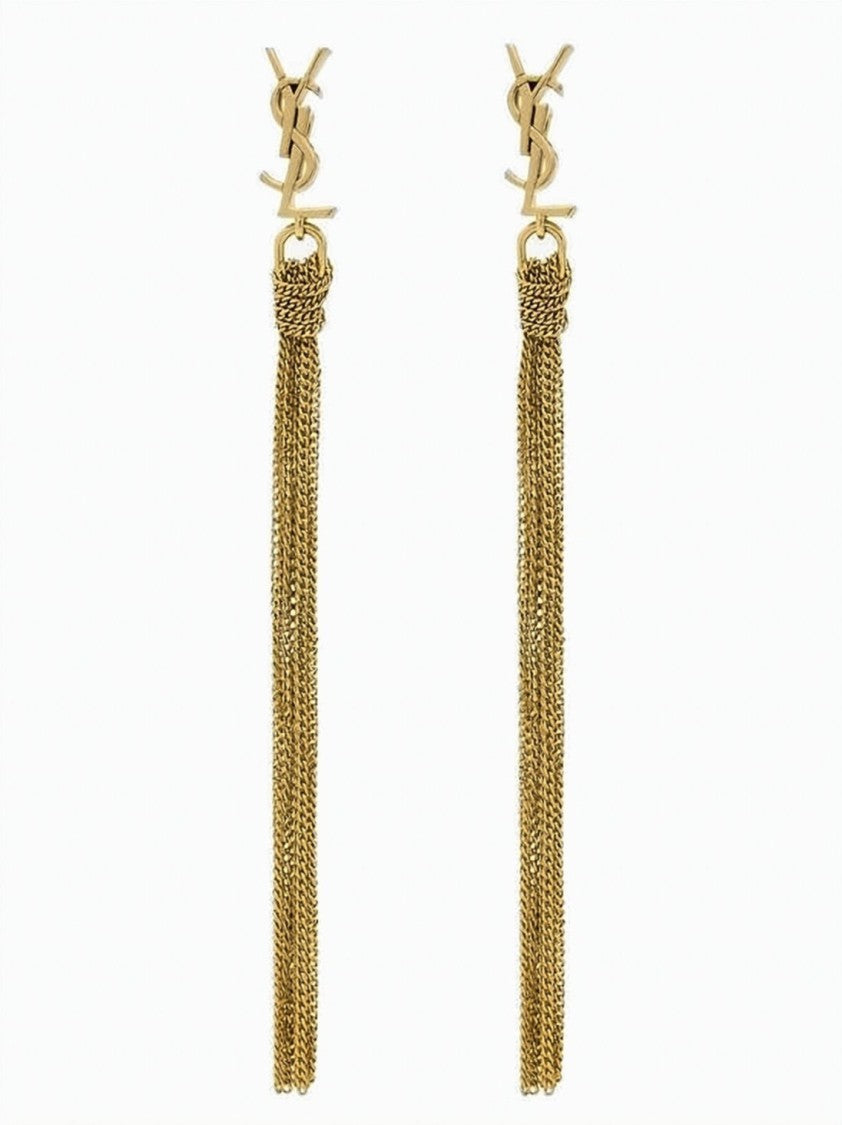Saint Laurent Gold Metal Cassandra Interlocking Logo Earrings