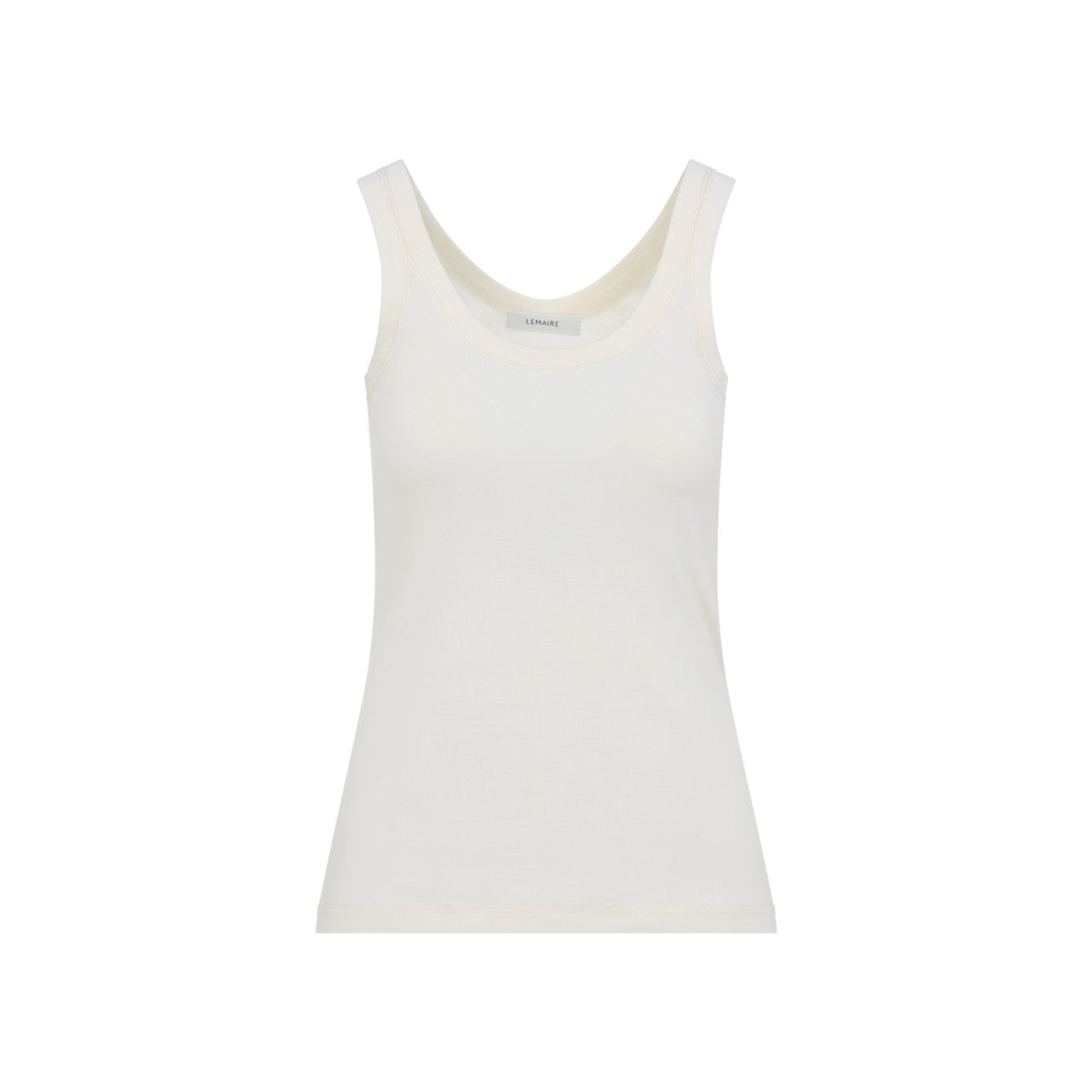 Lemaire Light Cream White Cotton Ribbed Tank Top