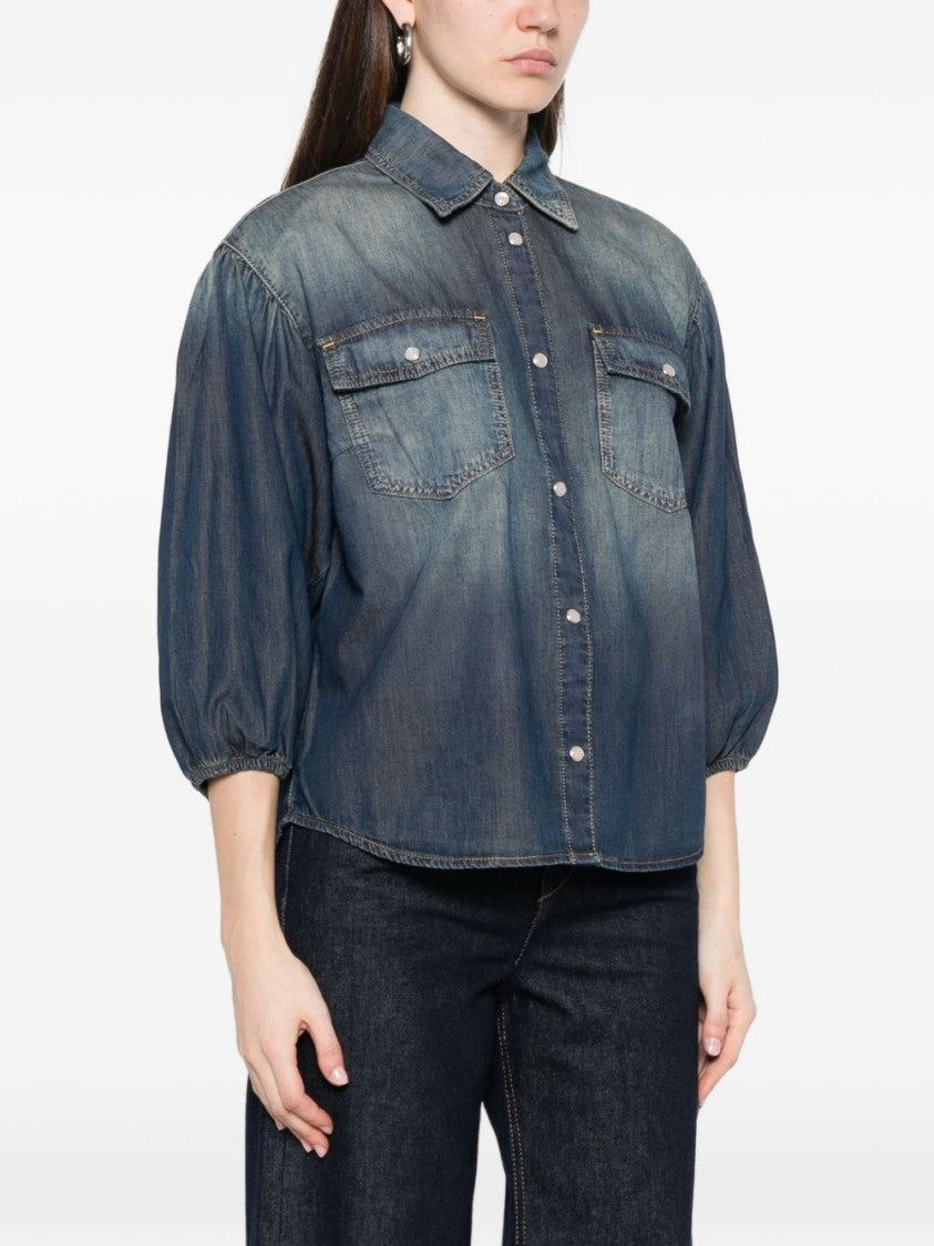 Pinko Blue Press-Stud Chest Pocket Shirt