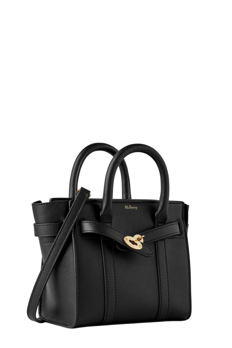 Mulberry Black Micro Zipped Bayswater Lock Leather Shoulder Bag