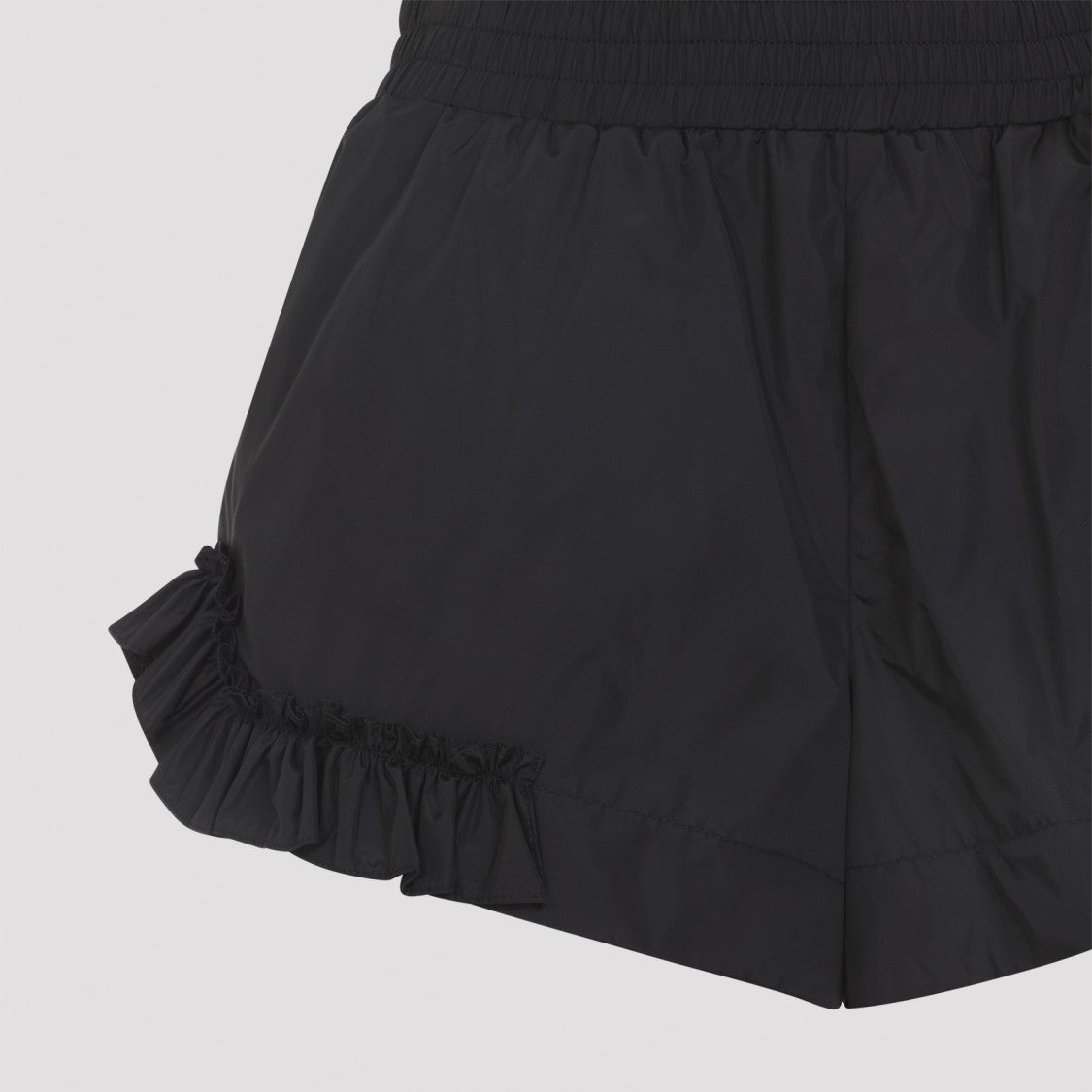 Simone Rocha Ruffled Black Bermudas With Elastic Waistband