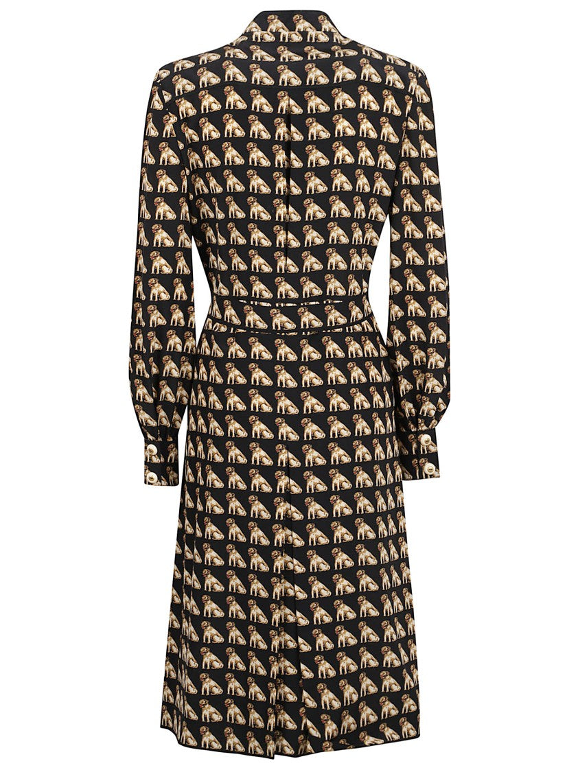 Valentino Garavani Belted Waist Long Sleeve Dress