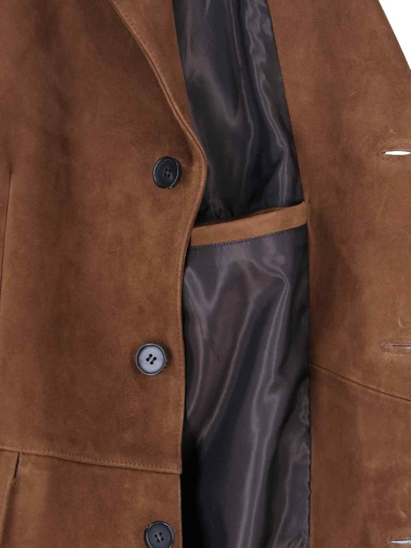 Tonywack Single-Breasted Suede Blazer With Classic Lapel