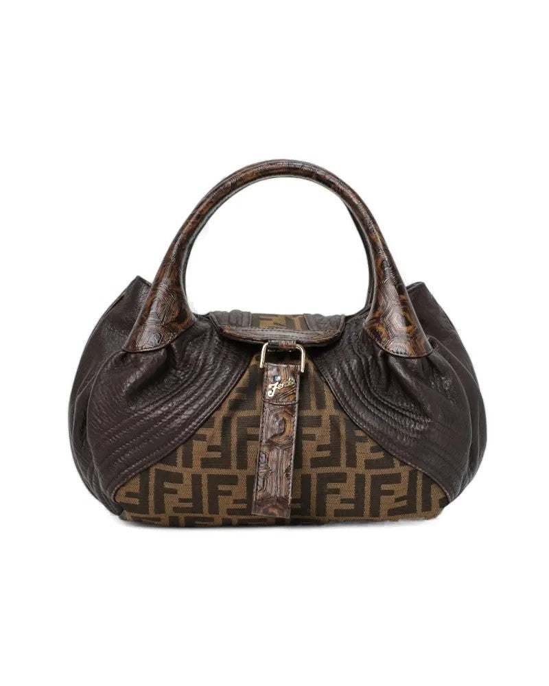 Fendi Spy Small Ff Logomania Handbag - Brown