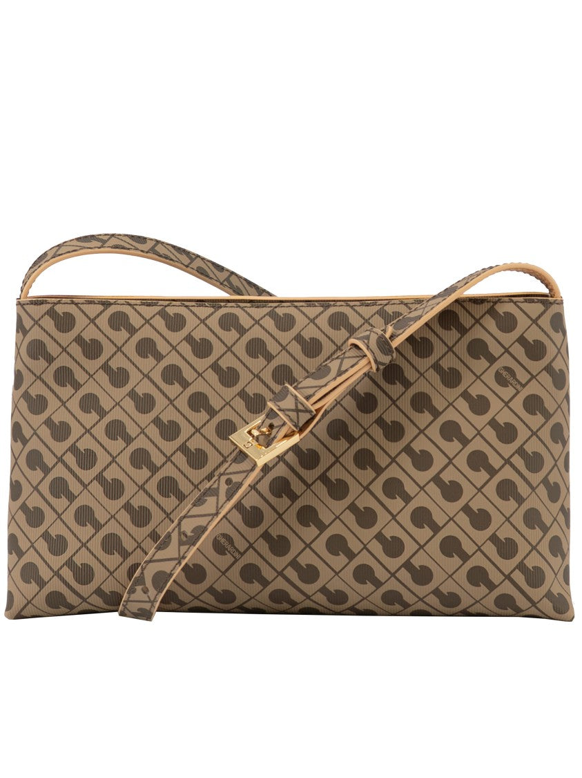 Gherardini Rectangular Brown Geometric Pattern Crossbody Bag