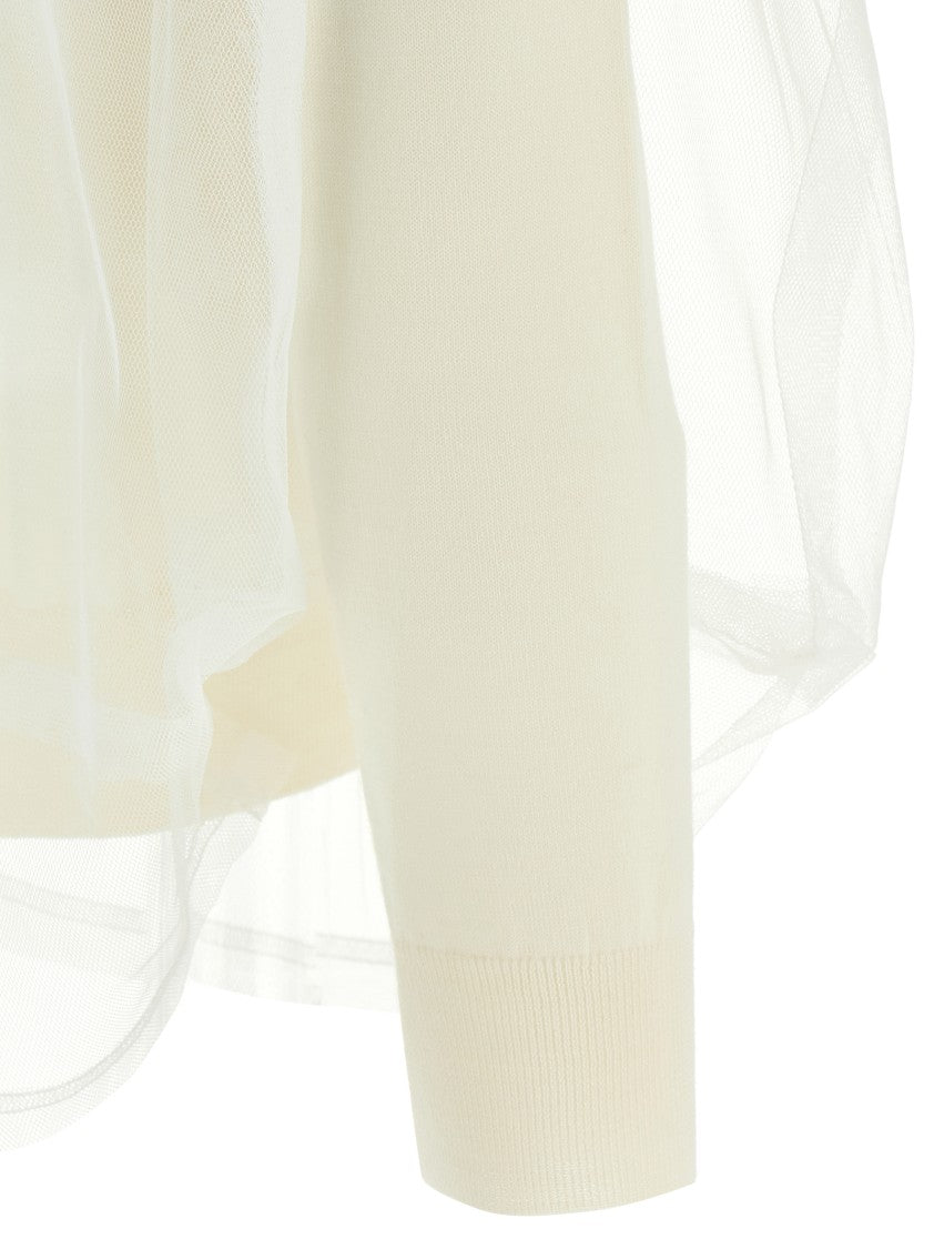 Comme Des Garçons Wool Sweater With Multilayer Tulle Detail