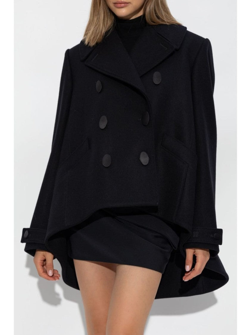 Givenchy Asymmetrical Hem Wool Coat