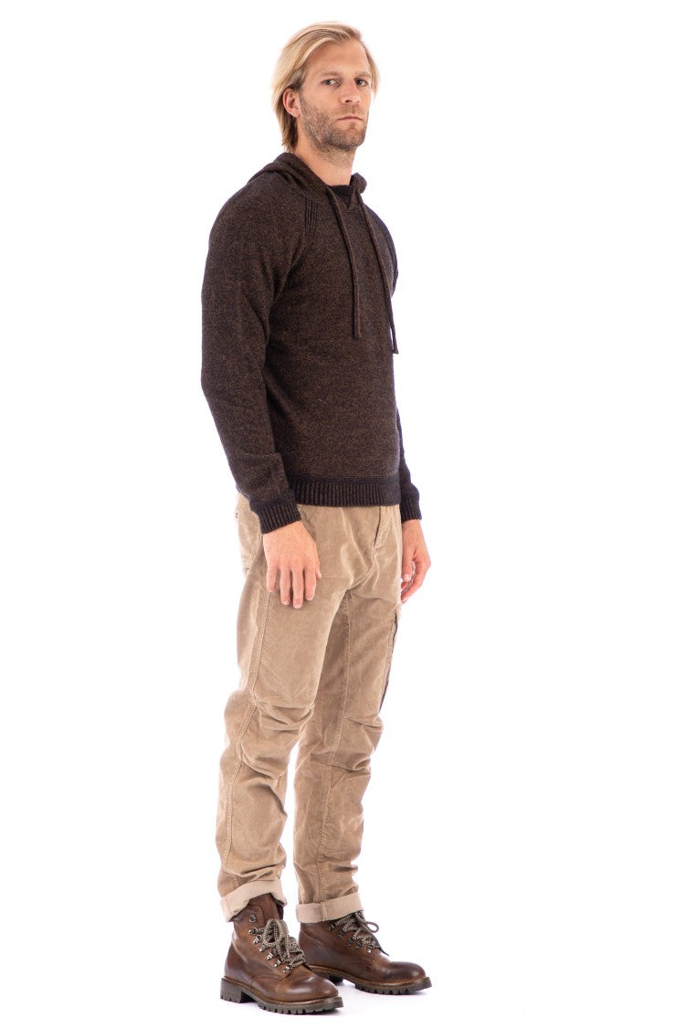 C.P. Company Textured Knit Pullover Hoodie With Logo Patch