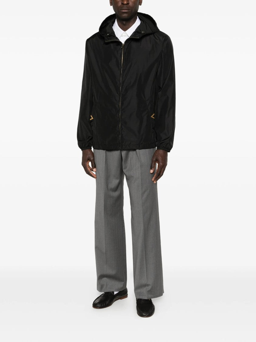 Valentino Black Vgold Nylon Hooded Jacket