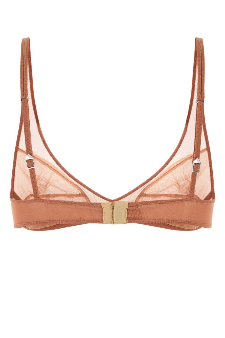 The Attico Peach Stretch Tulle Bra