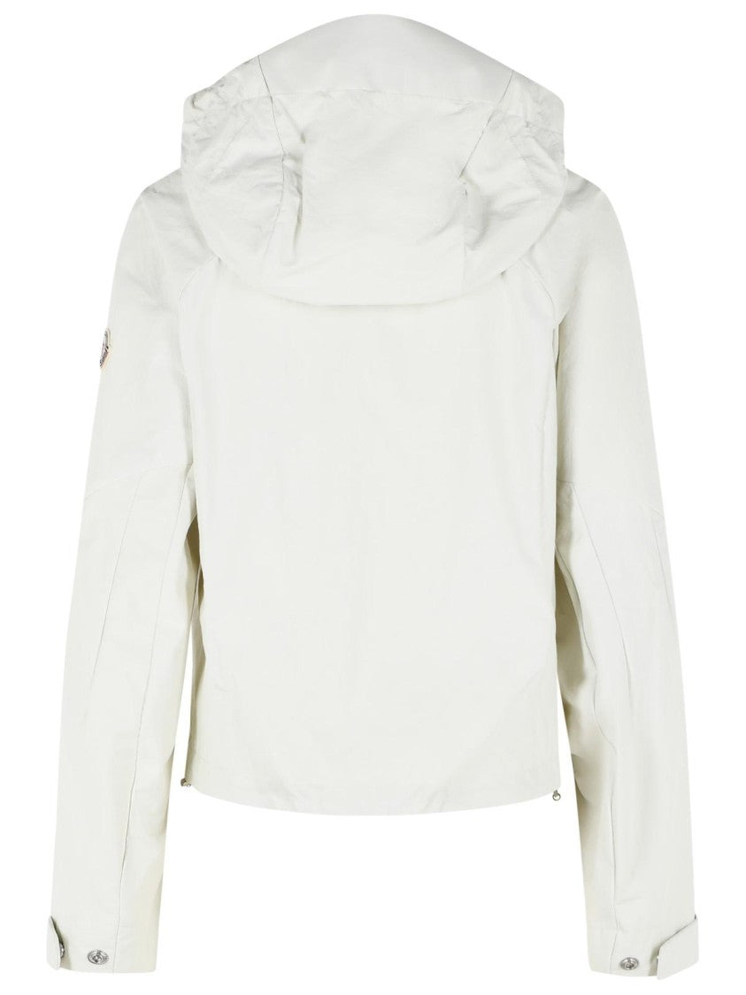 Moncler 'Lasanca' Hooded Jacket In Ivory White Polyamide
