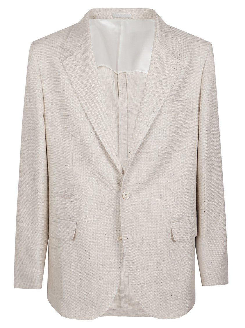 Brunello Cucinelli Beige Single Breasted Wool-Linen Blazer