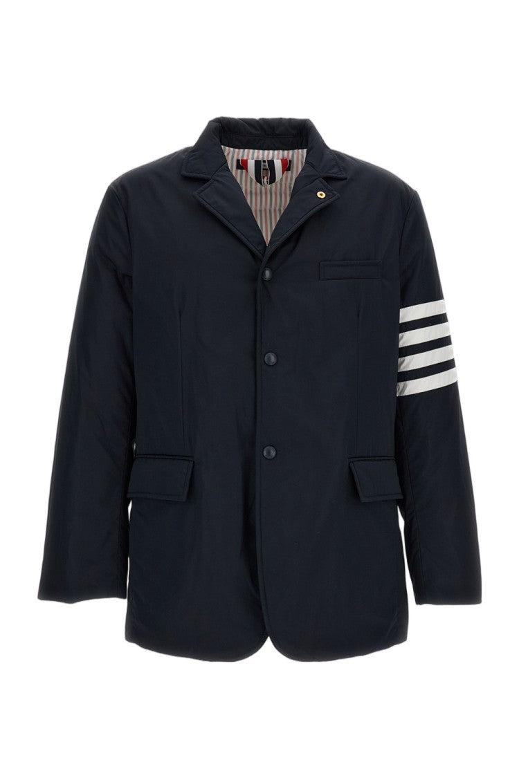 Thom Browne Down-Filled Overcoat With Signature 4-Bar Stripe Motif