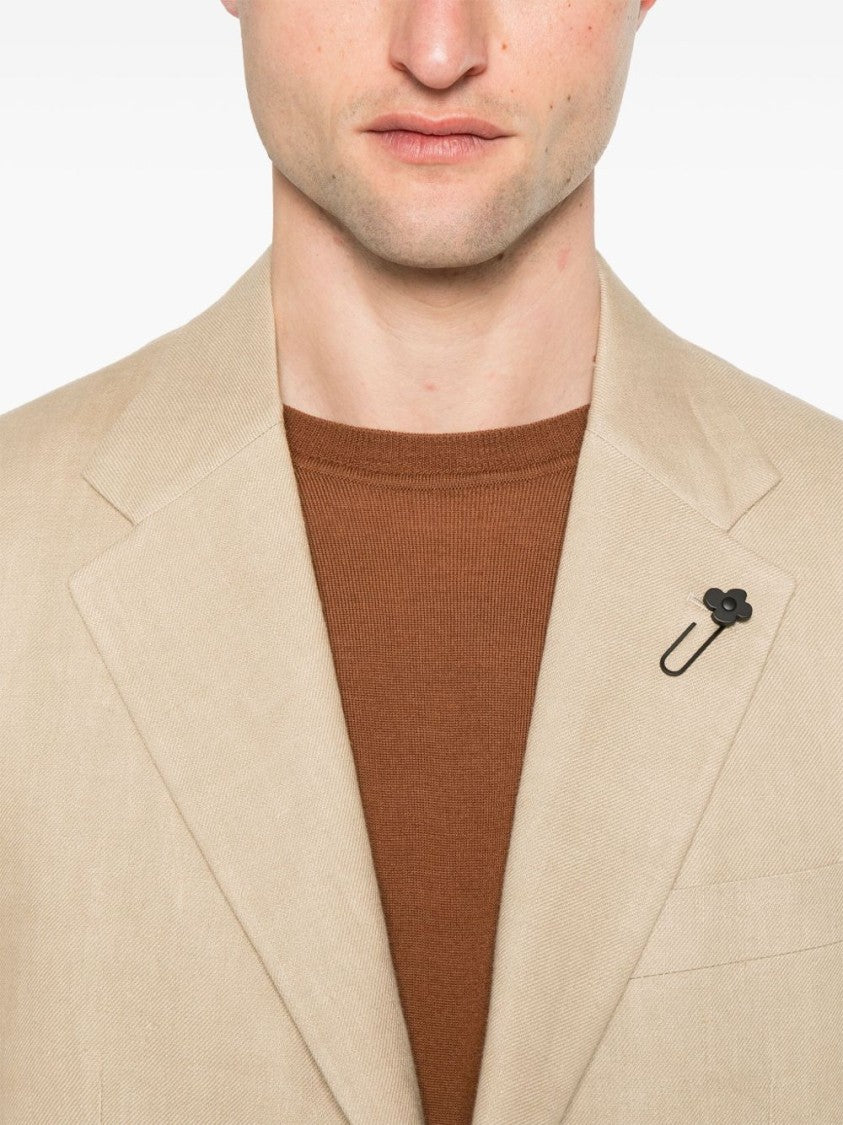 Lardini Beige Classic Jacket With English Vents