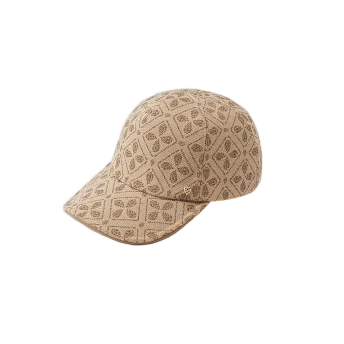 Helen Kaminski Structured Beige Baseball Cap With Subtle Geometric Pattern