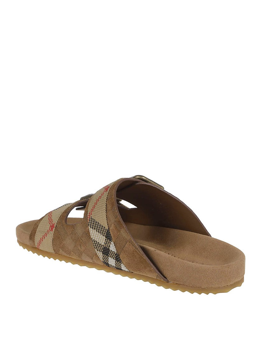 Burberry Grained Calfskin Slip-On Sliders