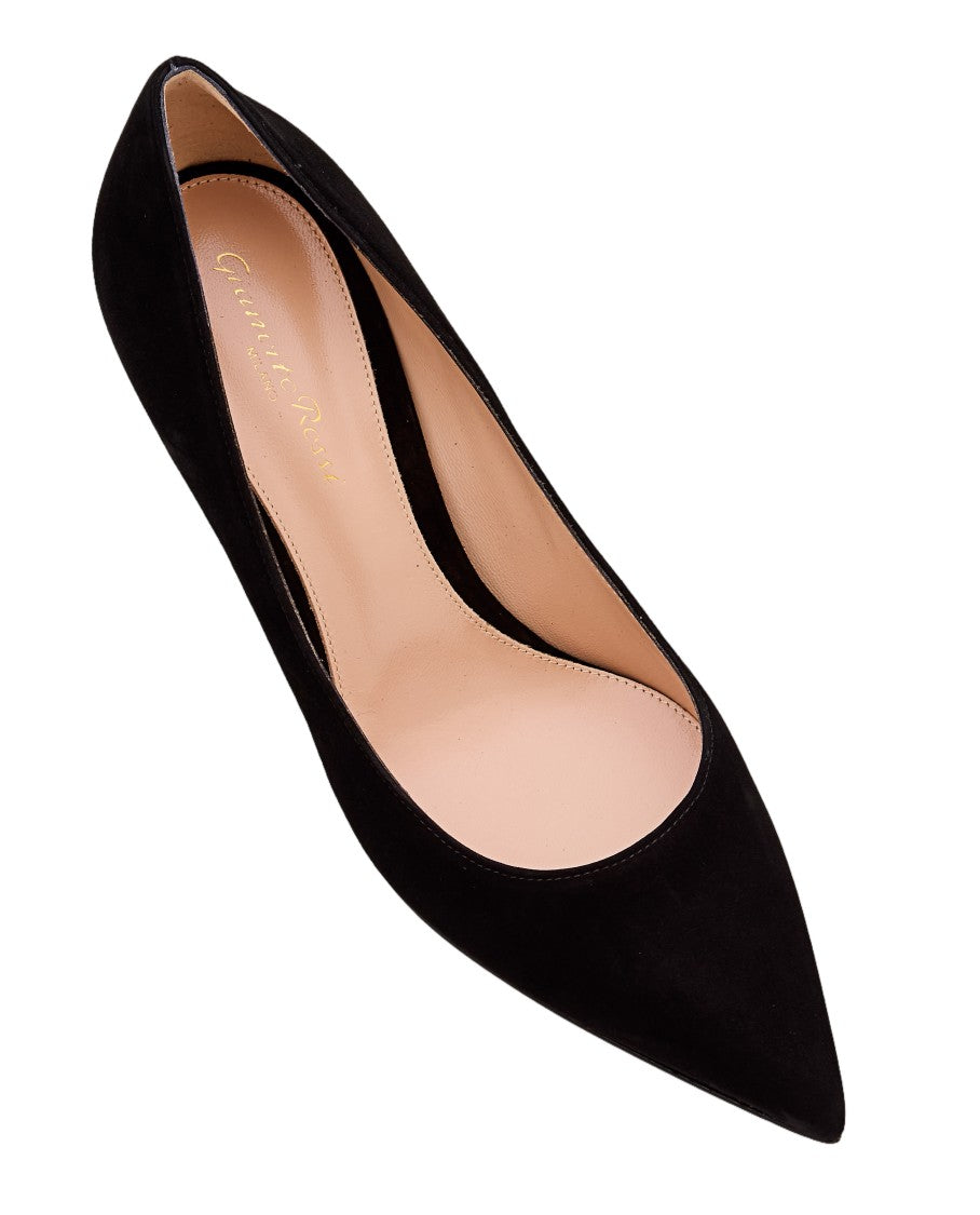 Gianvito Rossi Black Gianvito 70 Suede Stiletto Heel Pumps