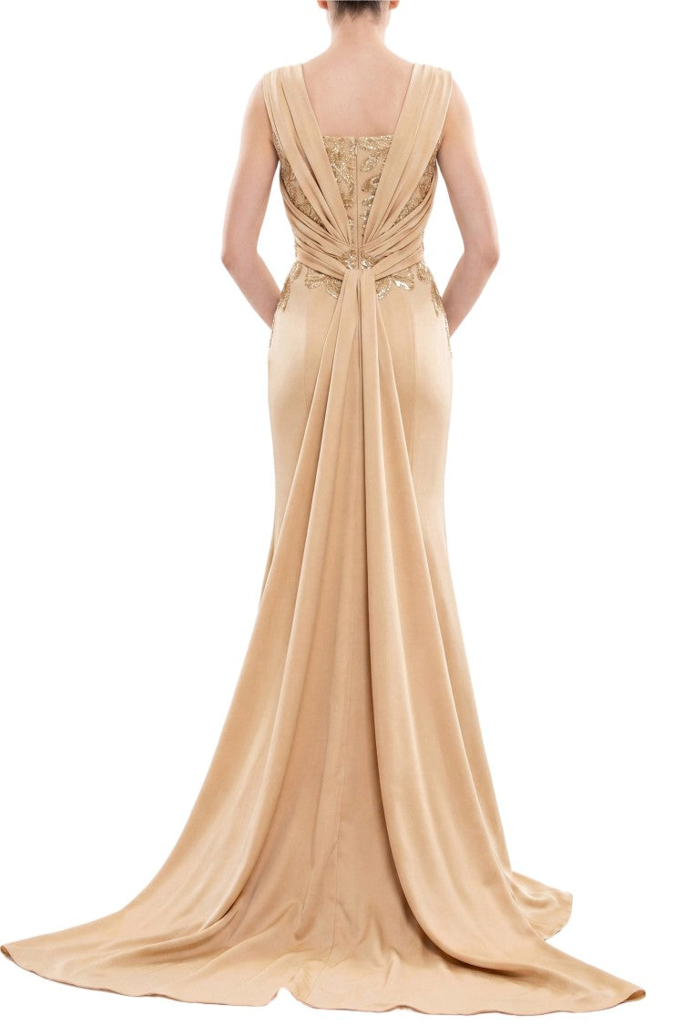 Saiid Kobeisy Embellished Long Crepe Dress