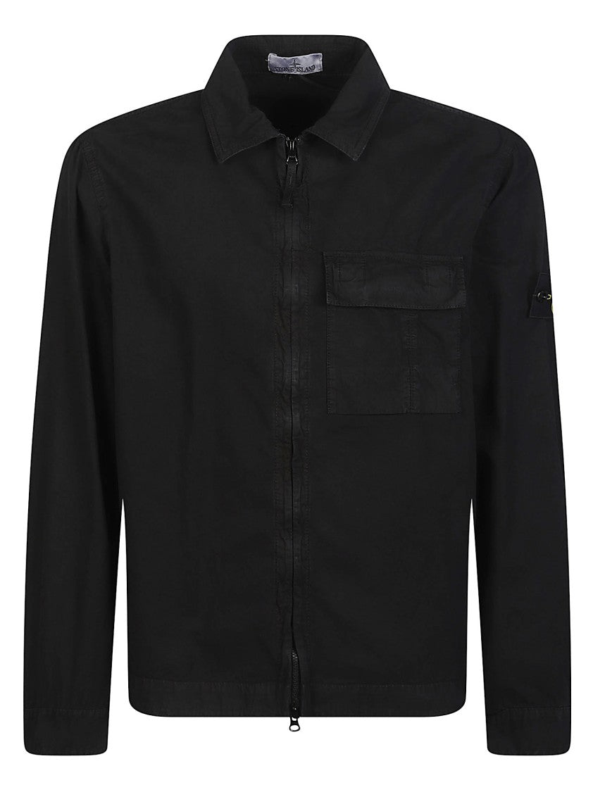 Stone Island Black Overshirt Cotton Jacket