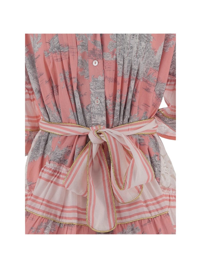 Pep's Cannes Floral-Print Cotton Dress With Adjustable Waist And Puff Sleeves