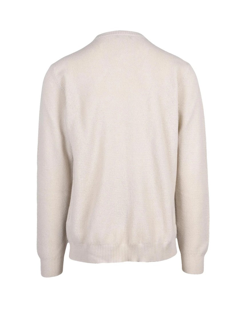 Roberto Collina White Extrafine Merino-Cashmere Crewneck Sweater