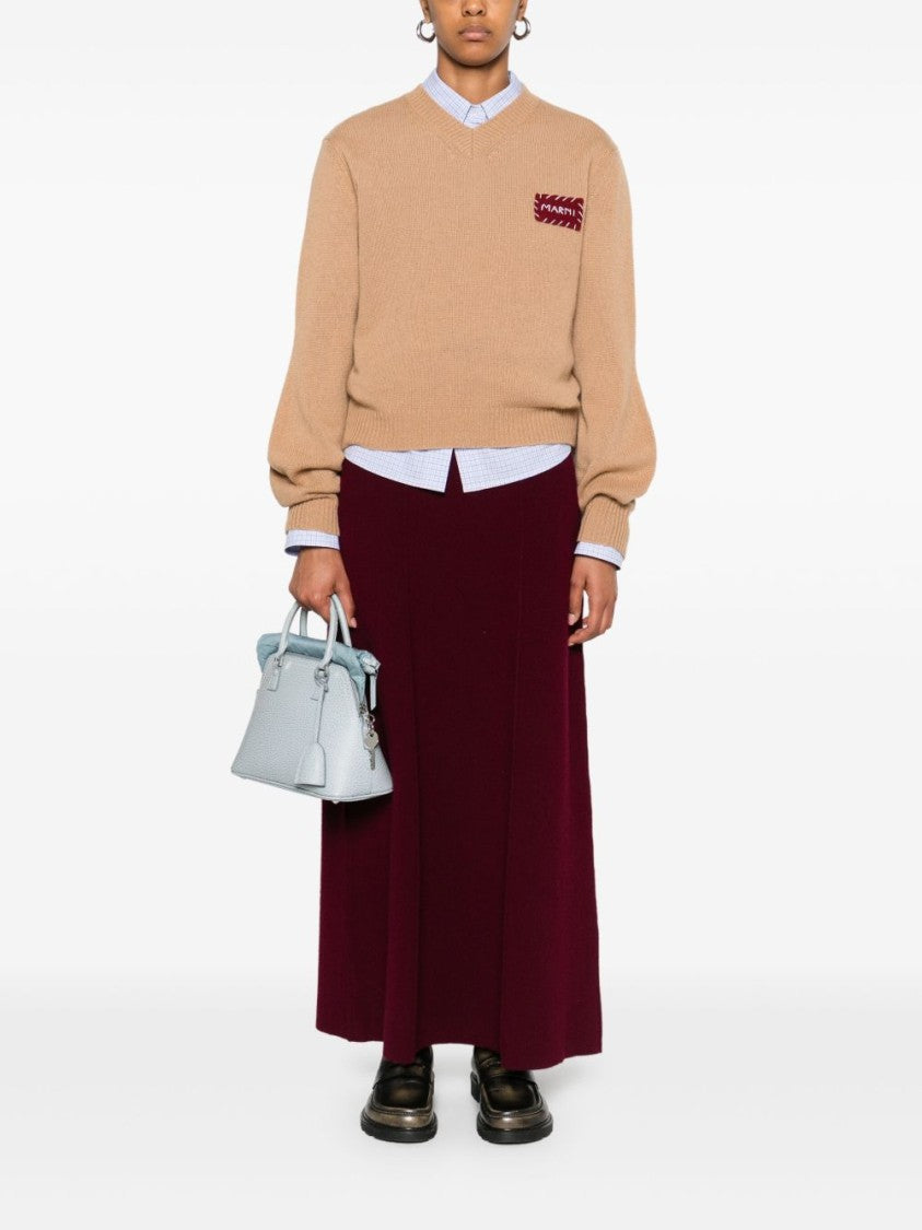 Marni Cashmere Knit Sweater With V-Neckline