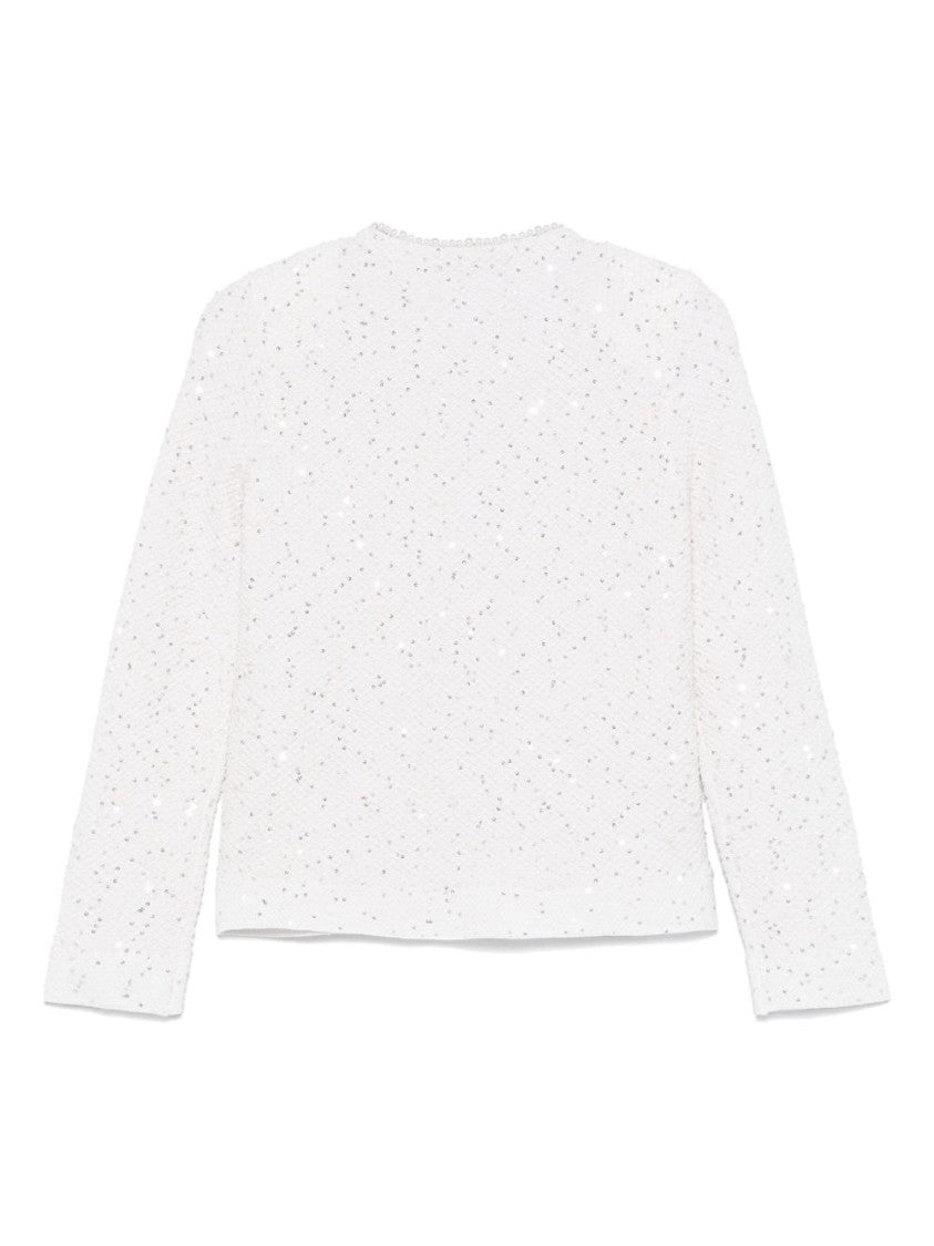 Dexterior Textured Ivory Jacket With Embellishments