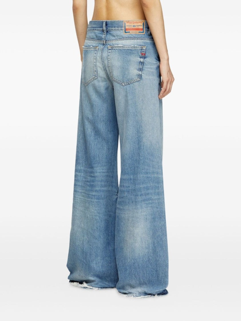 Diesel Wide-Leg Jeans With Faded Wash And Classic Five-Pocket Design