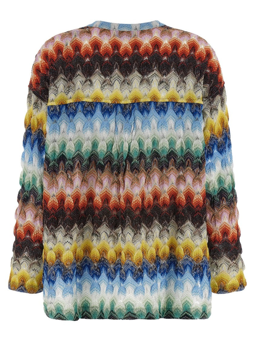 Missoni Lamé Knit Blouse With Raschel Lace