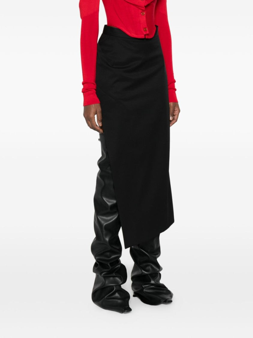 Vivienne Westwood Asymmetrical Black Midi Skirt With Layered Design And Chain Detail