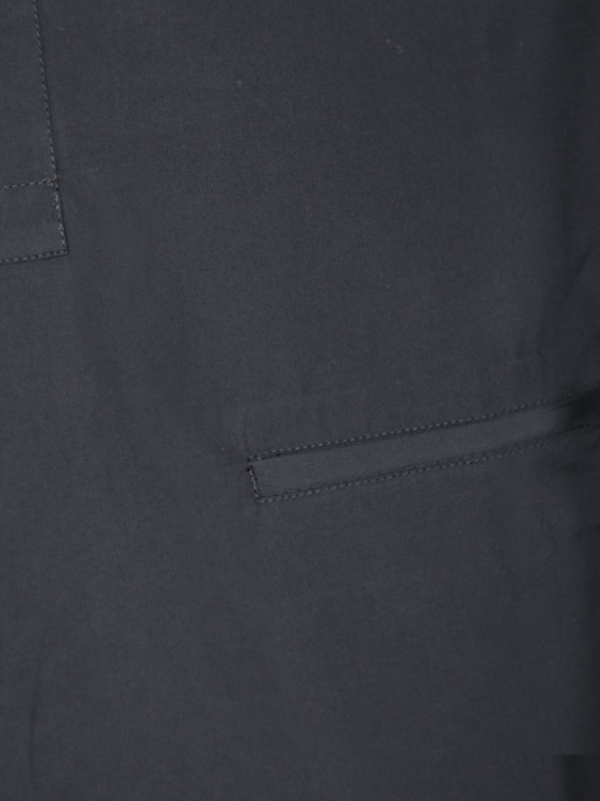 Lemaire Three-Quarter Sleeve Black Cotton Henley Shirt