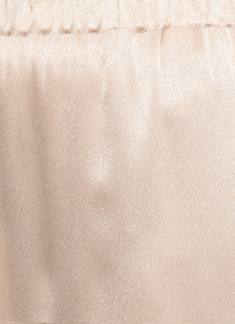 Antonelli Firenze Beige Rapolano Elastic Waist Silk Straight-Leg Pants