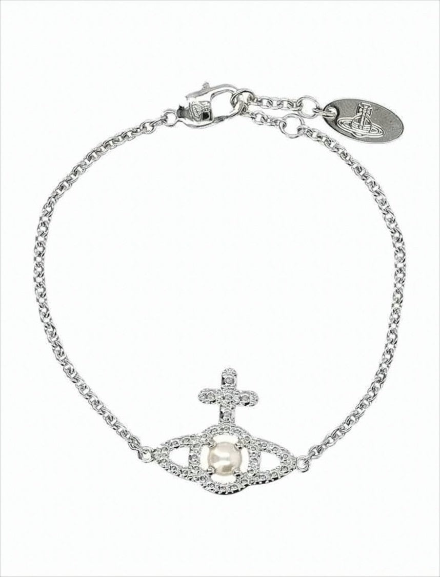Vivienne Westwood Orb-Shaped Charm Bracelet With Cubic Zirconia And Pearl
