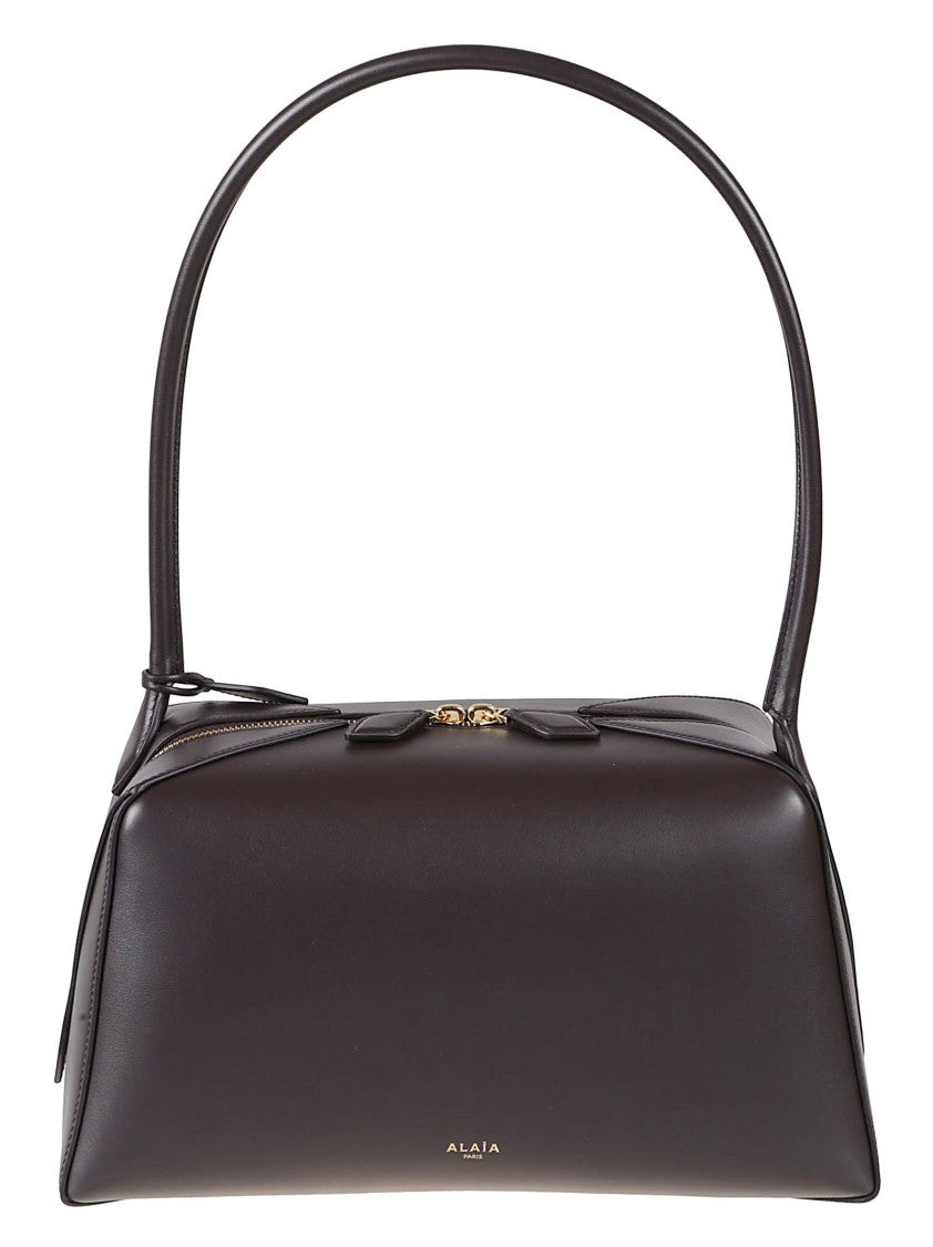 Alaïa Structured Brown Bowling Shoulder Bag With Tubular Handle
