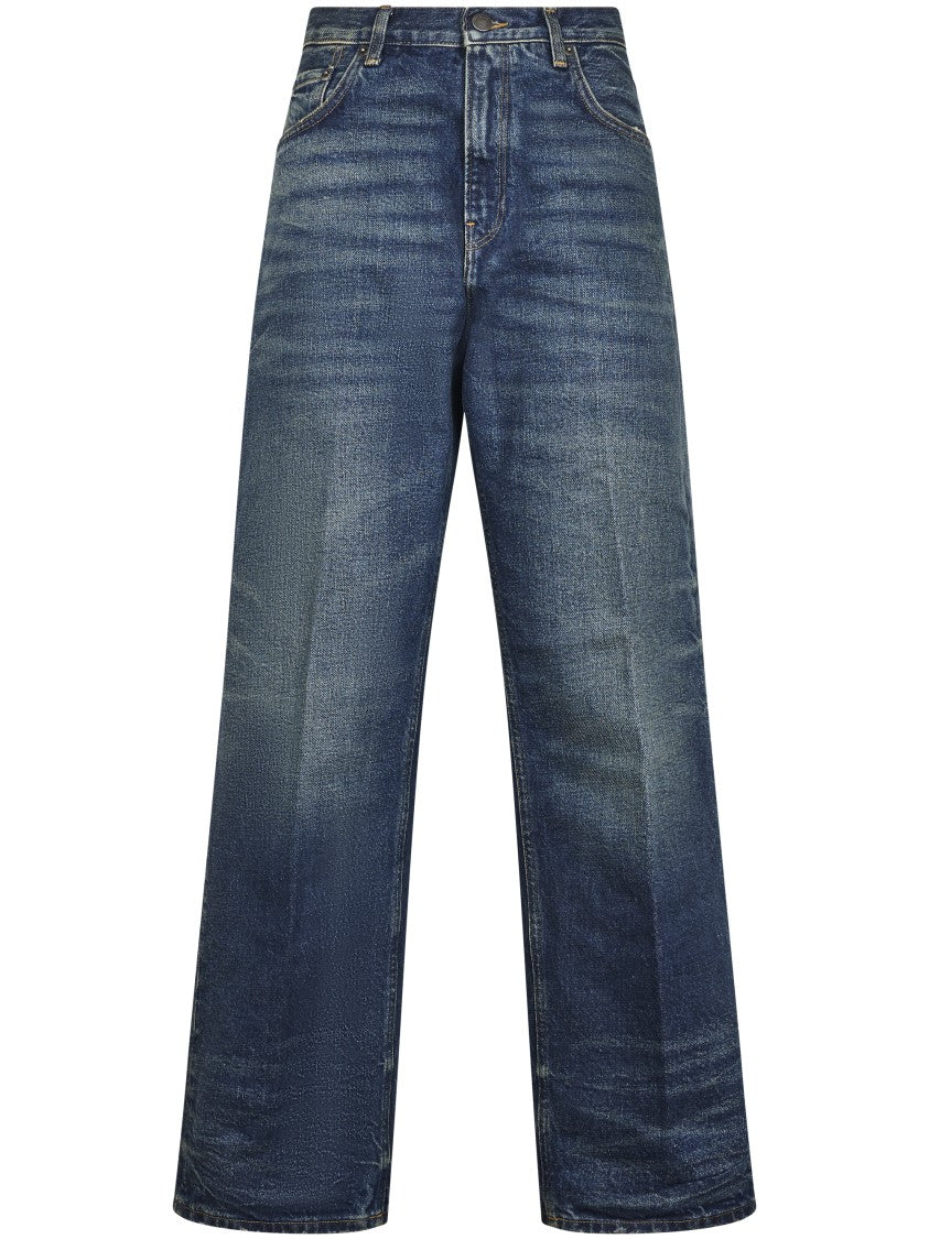 Haikure Washed High-Waisted Five-Pocket Wide-Leg Jeans