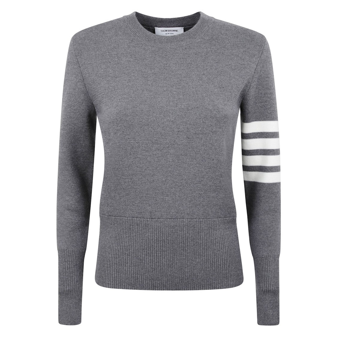 Thom Browne Wool Crewneck Sweater With Grosgrain Trim
